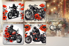 Motorcycle &amp; flowers | bike square coaster sublimation PL2 Product Image 1