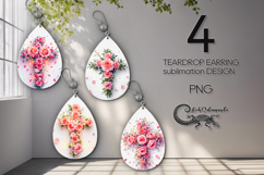Christian Cross | 4 Sublimation Teardrop Earring designs P2 Product Image 1