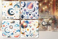 Valentine scandi design | Love inscription square coaster2 Product Image 1