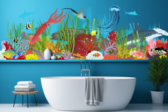 Set of Vector underwater coral reef with fishes Product Image 2