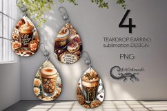 Watercolor Coffee | Teardrop earring Sublimation designs P2 Product Image 1