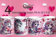 Valentine unicorn | 4 love watercolor mug Sublimation design Product Image 1