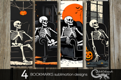 Vintage Halloween | 4 retro bookmarks sublimation designs P2 Product Image 1