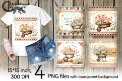 Retro spring | 4 flowers PNG Sublimation designs P Product Image 1