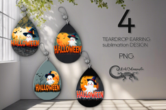 Cute ghost 2 | Funny Teardrop Earring Sublimation design P2 Product Image 1