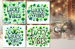 St. Patrick's day vibes | 4 square coaster sublimation P2 Product Image 1
