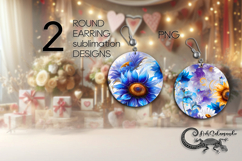 Impressionism sunflowers | Round earring sublimation P2 Product Image 1