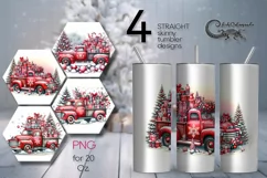 Christmas truck | Watercolor tumbler sublimation design PL2 Product Image 1