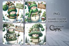 Christmas snowman | 4 cute square coaster sublimation2 Product Image 1