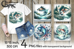 Fishing | 4 fisherman PNG Sublimation designs P2 Product Image 1