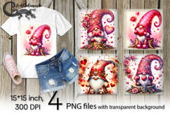Valentine gnome | 4 love PNG Sublimation designs PL2 Product Image 1