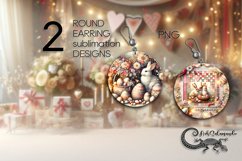 Vintage Easter | Retro Round Earring Sublimation designs PL2 Product Image 1