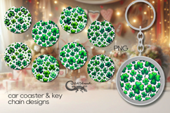St. Patrick's day clover | 4 Car coaster &amp; 4 key chain P2 Product Image 1