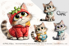 Cute Funny Cat Clipart Bundle | 4 PNG sublimation designs Product Image 1