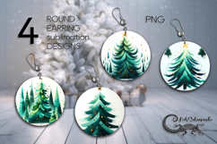 Modern Christmas tree | Round earring Sublimation designs P2 Product Image 1