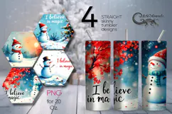 Christmas snowman card | Skinny tumbler sublimation design P Product Image 1