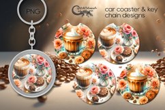 Watercolor Coffee| car coaster &amp; key chain design PL2 Product Image 1