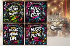 Music Coaster Sublimation Bundle | 4 square coasters designs Product Image 1