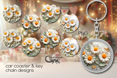 Flowers | 4 car coaster &amp; 4 key chain sublimation designs Product Image 1