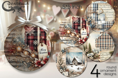 Vintage Christmas | 4 Xmas round ornaments sublimation PL2 Product Image 1
