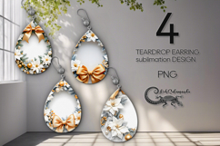 Christmas decor | 4 xmas Teardrop earring Sublimation PL2 Product Image 1
