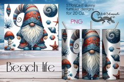 Gnome Beach life | Marine Skinny Tumbler Sublimation design Product Image 2