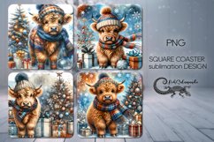 Christmas cow | square coaster sublimation design Product Image 1