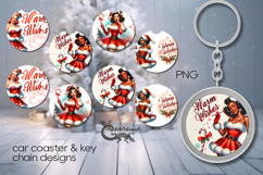 Christmas plaid | 4 xmas Car coaster &amp; 4 key chain designs 2 Product Image 1