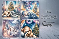 Sleeping animals | xmas square coaster sublimation design P2 Product Image 1
