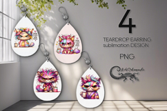 Good Morning | 4 Teardrop earring Sublimation designs PL2 Product Image 1