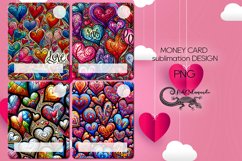 Valentine Card | 4 hearts Money Card Sublimation designs2 Product Image 1