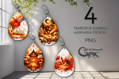 Golden Autumn | fall Teardrop earring sublimation design P2 Product Image 1
