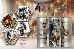 Horse & wall | 4 skinny tumbler Sublimation designs PL2 Product Image 1