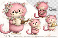 Cute Cat Morning Coffee Clipart | 4 PNG sublimation designs Product Image 1