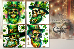 St. Patrick's day skull | 4 square coaster sublimation P2 Product Image 1