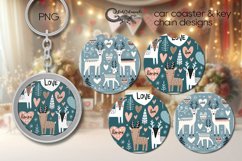 Valentine animals | scandi Car coaster &amp; key chain design P2 Product Image 1