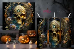 Skulls with flowers | Halloween Skinny tumbler design PLUS2 Product Image 1
