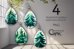 Modern Christmas | Teardrop earring Sublimation design P2 Product Image 1
