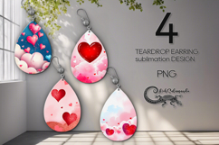 Love Heart | 4 love teardrop earring Sublimation designs P2 Product Image 1