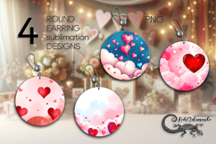 Love heart | 4 Valentine Sublimation round earring designs 2 Product Image 1