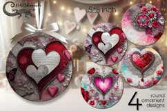 Vintage hearts | round ornaments sublimation design PL Product Image 1