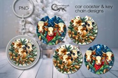 Christmas cow | retro Car coaster &amp; key chain sublimation Product Image 1