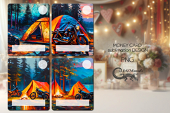 Tent in forest | 4 Money Card Flowers Sublimation designs Product Image 1