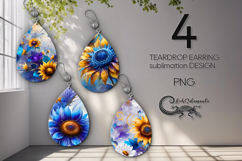 Impressionism sunflowers | Fairy Teardrop earring design PL Product Image 1