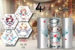 Angels | 4 Valentine Skinny tumbler Sublimation designs Product Image 1