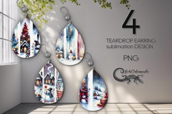 Christmas brushstroke | 4 retro Teardrop earring Sublimation Product Image 1