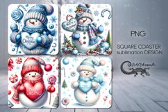 Christmas snowman | 4 xmas square coaster sublimation design Product Image 1