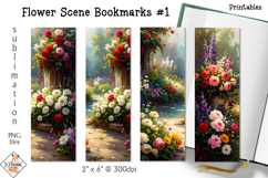 Flower Scene Bookmark Designs #1 | Printables Product Image 1