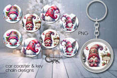 Christmas Gnome | Car coaster &amp; key chain Sublimation PL Product Image 1