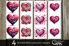 Love hearts | 4 valentine bookmarks sublimation designs Product Image 1